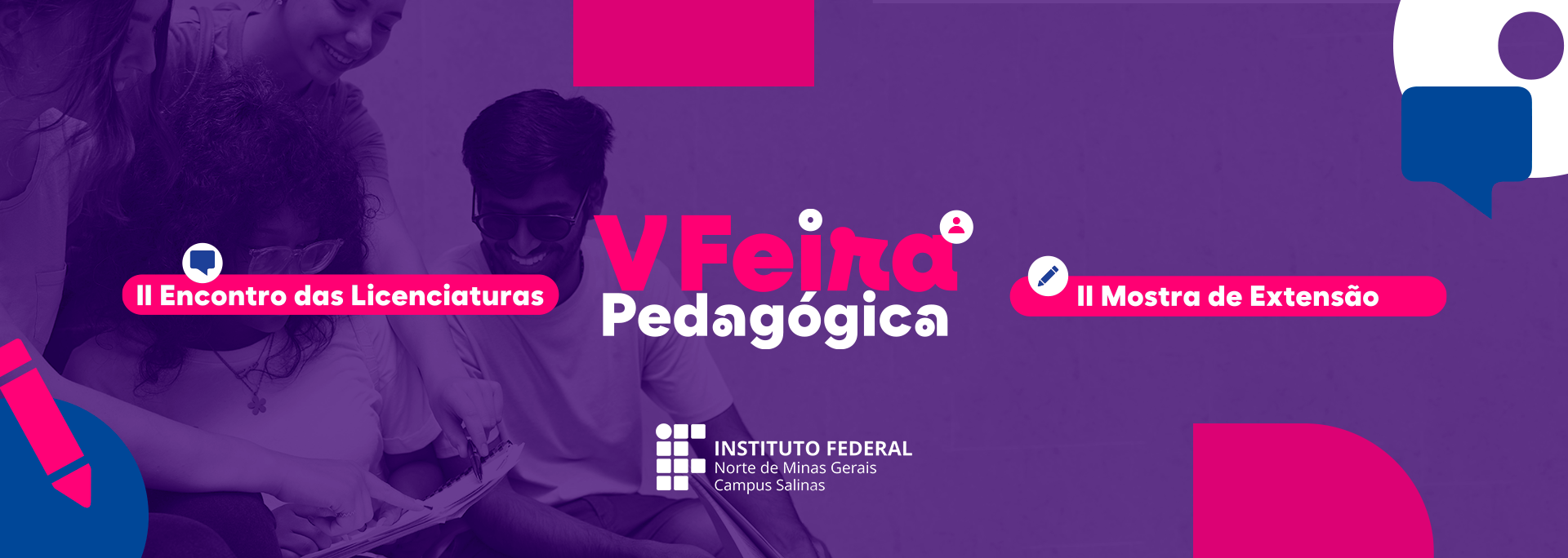 Banner do evento II Encontro das Licenciaturas, V Feira Pedagógica e II Mostra de Extensão: Conectando saberes, transformando a educação