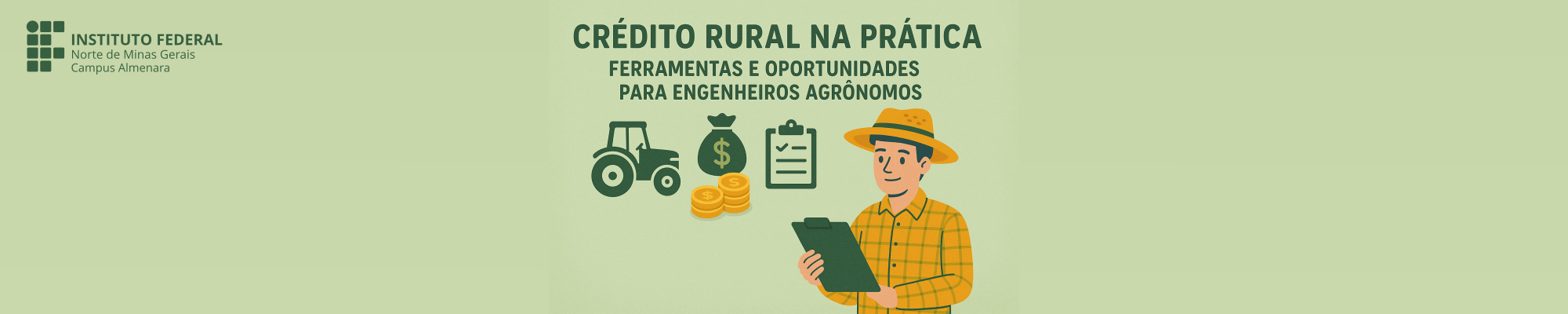 Banner do evento Crédito Rural na Prática: Ferramentas e Oportunidades para Engenheiros Agrônomos